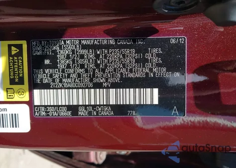 2013 Lexus Rx 350 z USA, uszkodzony, nr VIN 2T2ZK1BA8DC092706